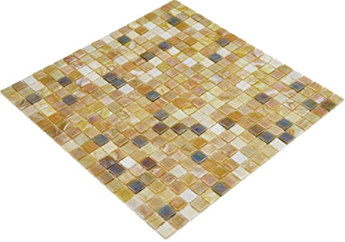 Mosaik Fliese Glas sandfarbend für BODEN WAND BAD WC DUSCHE KÜCHE FLIESENSPIEGEL THEKENVERKLEIDUNG BADEWANNENVERKLEIDUNG Mosaikmatte Mosaikplatte von conwire