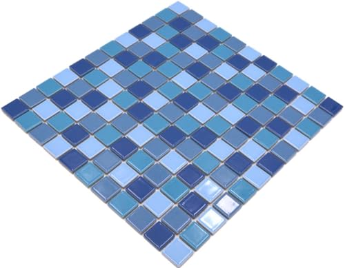 Mosaik Fliese Keramik blau glänzend für WAND BAD WC DUSCHE KÜCHE FLIESENSPIEGEL THEKENVERKLEIDUNG BADEWANNENVERKLEIDUNG Mosaikmatte Mosaikplatte von conwire