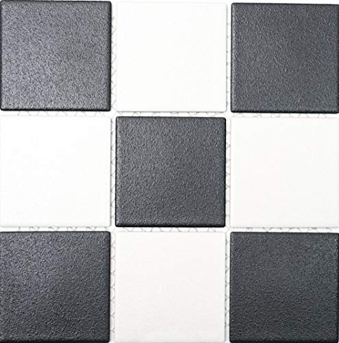 Mosaik Fliese Keramik chachbrett schwarz weiß für BODEN WAND BAD WC DUSCHE KÜCHE FLIESENSPIEGEL THEKENVERKLEIDUNG BADEWANNENVERKLEIDUNG Mosaikmatte Mosaikplatte von conwire