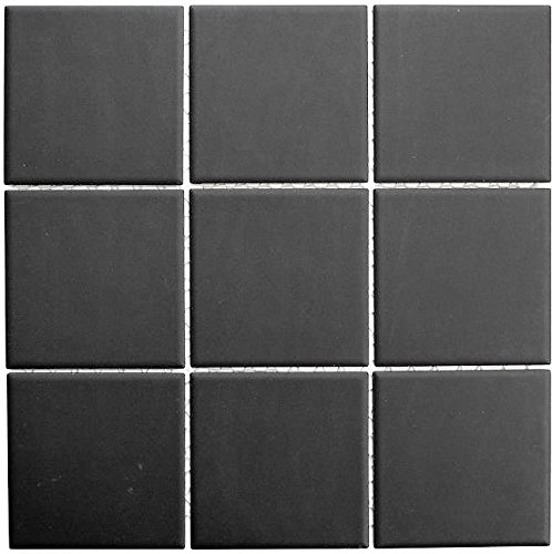 Mosaik Fliese Keramik schwarz unglasiert für BODEN WAND BAD WC DUSCHE KÜCHE FLIESENSPIEGEL THEKENVERKLEIDUNG BADEWANNENVERKLEIDUNG Mosaikmatte Mosaikplatte von Mosaik-Netzwerk