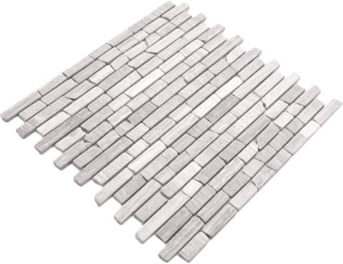 Mosaik Fliese Marmor Naturstein Brick Marmor grau Streifen für BODEN WAND BAD WC DUSCHE KÜCHE FLIESENSPIEGEL THEKENVERKLEIDUNG BADEWANNENVERKLEIDUNG Mosaikmatte Mosaikplatte von conwire