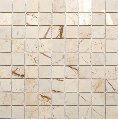 Mosaik Fliese Marmor Naturstein golden cream poliert Struktur für BODEN WAND BAD WC DUSCHE KÜCHE FLIESENSPIEGEL THEKENVERKLEIDUNG BADEWANNENVERKLEIDUNG Mosaikmatte Mosaikplatte von conwire