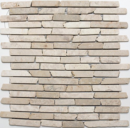 Mosaik Fliese Marmor Naturstein hellbeige Brick Biancone für BODEN WAND BAD WC DUSCHE KÜCHE FLIESENSPIEGEL THEKENVERKLEIDUNG BADEWANNENVERKLEIDUNG Mosaikmatte Mosaikplatte von conwire