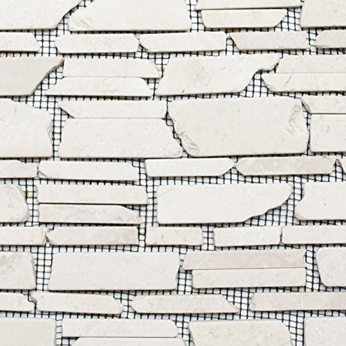 Mosaik Fliese Marmor Naturstein hellbeige Brickmosaik Biancone für BODEN WAND BAD WC DUSCHE KÜCHE FLIESENSPIEGEL THEKENVERKLEIDUNG BADEWANNENVERKLEIDUNG Mosaikmatte Mosaikplatte von conwire