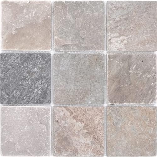 Mosaik Fliese Quarzit Naturstein Quarzit beige grau für BODEN WAND BAD WC DUSCHE KÜCHE FLIESENSPIEGEL THEKENVERKLEIDUNG BADEWANNENVERKLEIDUNG Mosaikmatte Mosaikplatte von conwire