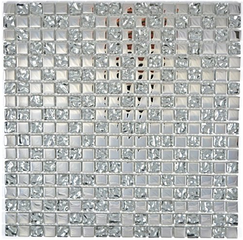Glasmosaik EP Silber Glas für WAND BAD WC KÜCHE FLIESENSPIEGEL THEKENVERKLEIDUNG BADEWANNENVERKLEIDUNG Mosaikmatte Mosaikplatte von conwire