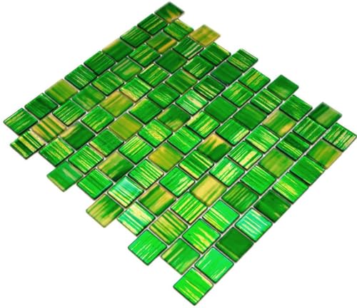 Mosaik Fliese Glasmosaik Crystal Milchglas grün klar gefrostet matt für WAND BAD WC DUSCHE KÜCHE FLIESENSPIEGEL THEKENVERKLEIDUNG BADEWANNENVERKLEIDUNG Mosaikmatte Mosaikplatte von conwire