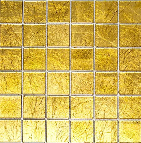 Mosaik Fliese Transluzent Glasmosaik Crystal gold Struktur für WAND BAD WC DUSCHE KÜCHE FLIESENSPIEGEL THEKENVERKLEIDUNG BADEWANNENVERKLEIDUNG Mosaikmatte Mosaikplatte von conwire