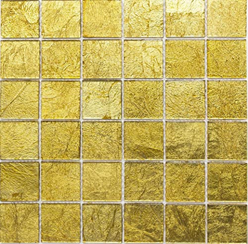 Mosaik Fliese Transluzent Glasmosaik Crystal gold Struktur für WAND BAD WC DUSCHE KÜCHE FLIESENSPIEGEL THEKENVERKLEIDUNG BADEWANNENVERKLEIDUNG Mosaikmatte Mosaikplatte von conwire