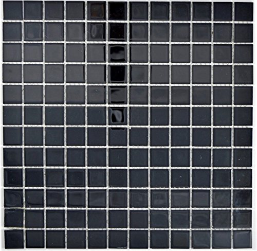 Mosaik Fliese Transluzent Glasmosaik Crystal schwarz für WAND BAD WC DUSCHE KÜCHE FLIESENSPIEGEL THEKENVERKLEIDUNG BADEWANNENVERKLEIDUNG Mosaikmatte Mosaikplatte von conwire