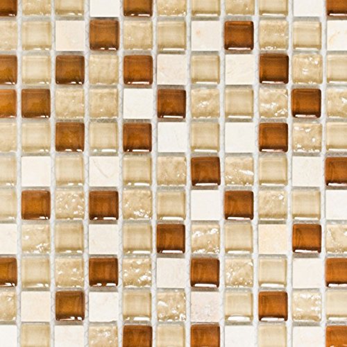 Mosaik Fliese Transluzent beige Glasmosaik Crystal Stein beige für WAND BAD WC DUSCHE KÜCHE FLIESENSPIEGEL THEKENVERKLEIDUNG BADEWANNENVERKLEIDUNG Mosaikmatte Mosaikplatte von conwire