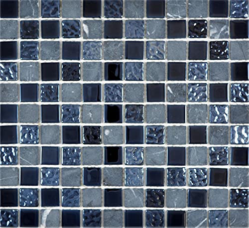 Mosaik Fliese Transluzent grau schwarz Glasmosaik Crystal Stein grau schwarz für WAND BAD WC DUSCHE KÜCHE FLIESENSPIEGEL THEKENVERKLEIDUNG BADEWANNENVERKLEIDUNG Mosaikmatte Mosaikplatte von conwire