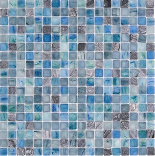 Mosaik Fliese Transluzent grünblau Glasmosaik Crystal Stein Cream grünblau für WAND BAD WC DUSCHE KÜCHE FLIESENSPIEGEL THEKENVERKLEIDUNG BADEWANNENVERKLEIDUNG Mosaikmatte Mosaikplatte von conwire