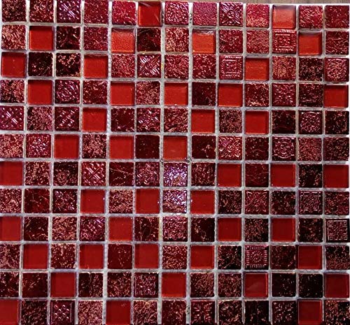 Mosaik Fliese Transluzent rot Glasmosaik Crystal Resin rot für WAND WC KÜCHE FLIESENSPIEGEL THEKENVERKLEIDUNG Mosaikmatte Mosaikplatte von conwire