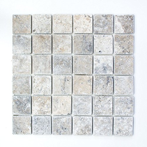 Mosaik Fliese Travertin Naturstein weißgrau silber Antique Travertin für BODEN WAND BAD WC DUSCHE KÜCHE FLIESENSPIEGEL THEKENVERKLEIDUNG BADEWANNENVERKLEIDUNG Mosaikmatte Mosaikplatte von conwire