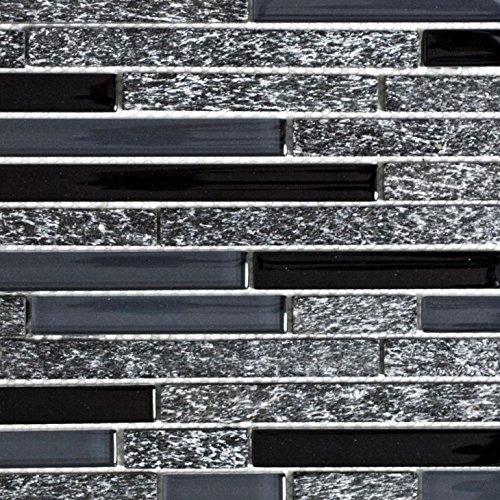 Mosaik Fliese Transluzent grau schwarz Verbund Glasmosaik Crystal Stein grau schwarz für WAND BAD WC DUSCHE KÜCHE FLIESENSPIEGEL THEKENVERKLEIDUNG BADEWANNENVERKLEIDUNG Mosaikmatte Mosaikplatte von conwire