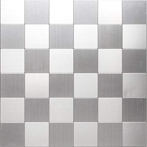 Mosaik Fliese selbstklebend Aluminium silber metall metall für WAND KÜCHE FLIESENSPIEGEL THEKENVERKLEIDUNG Mosaikmatte Mosaikplatte von conwire