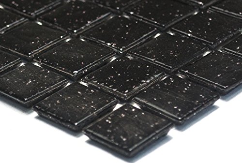Mosaik Mosaikfliese Quadrat uni schwarz Glasmosaik mit Effekt Spots Fliesenspiegel, Mosaikstein Format: 20x20x4 mm, Bogengröße: 327x305 mm, 1 Bogen/Matte von Mosaik-Netzwerk