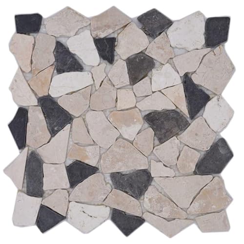 Mosaik MosaikflieseBruch/Ciot mix BianconeJava Marmor Naturstein Küche, Mosaikstein Format: 15-69x8 mm, Bogengröße: 305x305 mm, 1 Bogen/Matte von Mosaik-Netzwerk