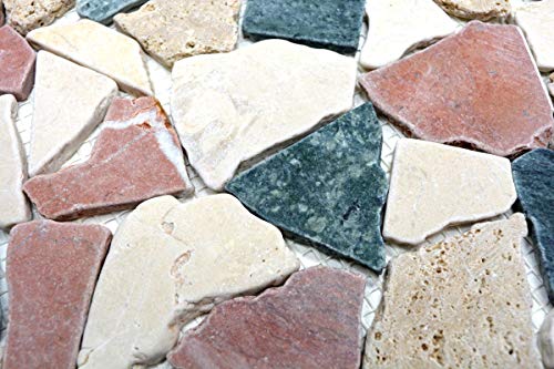 Mosaik Bruch/Ciot mix Random Marmor Naturstein Küche, Mosaikstein Format: 15-69x8 mm, Bogengröße: 60 x 100 mm, 1 Handmuster ca. 6x10 cm von Mosaik-Netzwerk