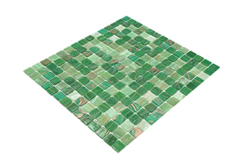 Mosaik Quadrat Goldensilk grün Glas changierend Effekt italienischer Stil Fliesenspiegel, Mosaikstein Format: 20x20x4 mm, Bogengröße: 327x305 mm, 1 Bogen/Matte von Mosaik-Netzwerk