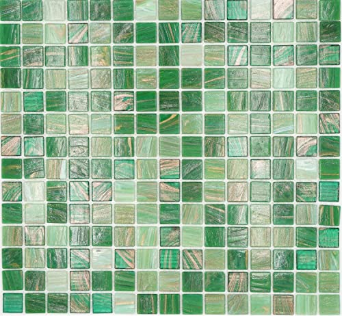 Mosaik Quadrat Goldensilk grün Glas changierend Effekt italienischer Stil Fliesenspiegel, Mosaikstein Format: 20x20x4 mm, Bogengröße: 327x305 mm, 10 Bögen von Mosaik-Netzwerk