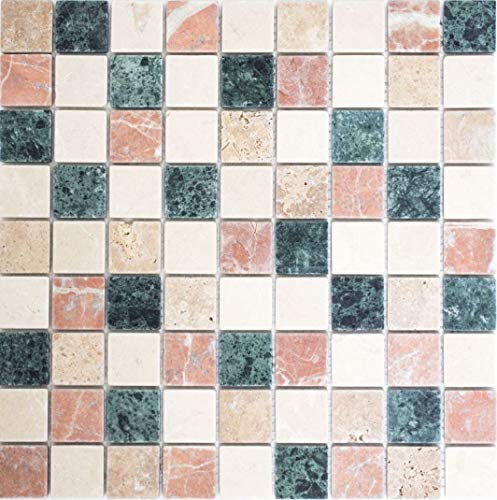 Mosaik Quadrat mix Random Marmor Naturstein Küche, Mosaikstein Format: 32x32x8 mm, Bogengröße: 305x305 mm, 1 Bogen/Matte von Mosaik-Netzwerk