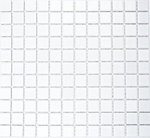 Mosaikfliese Keramik WEISS MATT Wand Fliesenspiegel Küche Bad Dusche MOS18-0111 | 10 Mosaikmatten von conwire