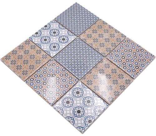 Mosaik Quadrat Classico mix Keramik, Mosaikstein Format: 98x98x5 mm, Bogengröße: 300x300 mm, 1 Bogen/Matte von conwire