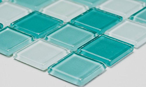 Mosaik Quadrat Crystal mix hellgrün/grün Glasmosaik Transluzent Transparent 3D Fliesenspiegel, Mosaikstein Format: 25x25x4 mm, Bogengröße: 60 x 100 mm, 1 Handmuster ca. 6x10 cm von Mosaik-Netzwerk