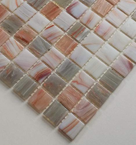 Mosaik Quadrat Goldensilk grau creamhellbeige Glas changierend Effekt italienischer Stil Fliesenspiegel, Mosaikstein Format: 20x20x4 mm, Bogengröße: 327x305 mm, 1 Bogen/Matte von Mosaik-Netzwerk