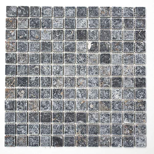 Mosaik Quadrat Nero Antique Marble Marmor Naturstein Küche, Mosaikstein Format: 23x23x10 mm, Bogengröße: 305x305 mm, 1 Bogen/Matte von Mosaik-Netzwerk