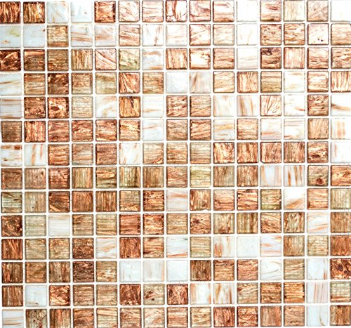 Mosaik Quadrat mix Goldstar klar/weiß/bronze Glas changierend Effekt italienischer Stil Fliesenspiegel, Mosaikstein Format: 20x20x4 mm, Bogengröße: 327x305 mm, 10 Bögen von Mosaik-Netzwerk
