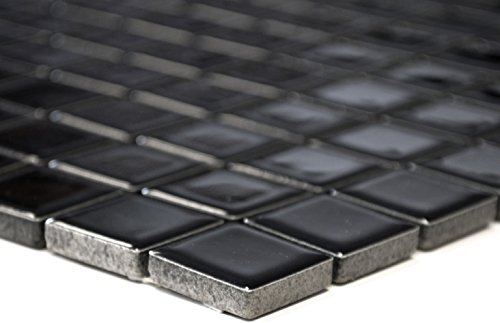 Mosaik Quadrat uni schwarz glänzend Keramik, Mosaikstein Format: 23x23x6 mm, Bogengröße: 60 x 100 mm, 1 Handmuster ca. 6x10 cm Mosaik Quadrat uni schwarz glänzend Keramik, Mosaikstein Format: 23x23x6 mm, Bogengröße: 60 x 100 mm, 1 Handmuster ca. 6x10 cm von Mosaik-Netzwerk