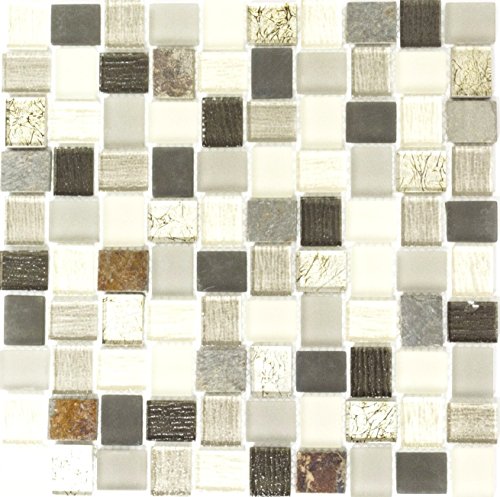 Mosaik Rechteck Crystal/Stein mix rustik Glasmosaik Transluzent Transparent 3D, Mosaikstein Format: 23x28x8 mm, Bogengröße: 273x273 mm, 10 Bögen Mosaik Rechteck Crystal/Stein mix rustik Glasmosaik Transluzent Transparent 3D, Mosaikstein Format: 23x28x8 mm, Bogengröße: 273x273 mm, 10 Bögen von Mosaik-Netzwerk