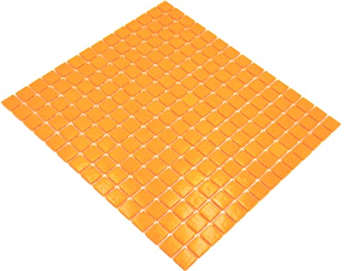 Mosaik orange Glasmosaik Mosaikfliese Fliesen Glas glänzend Quadrat Wand Boden Küche Bad Dusche von conwire