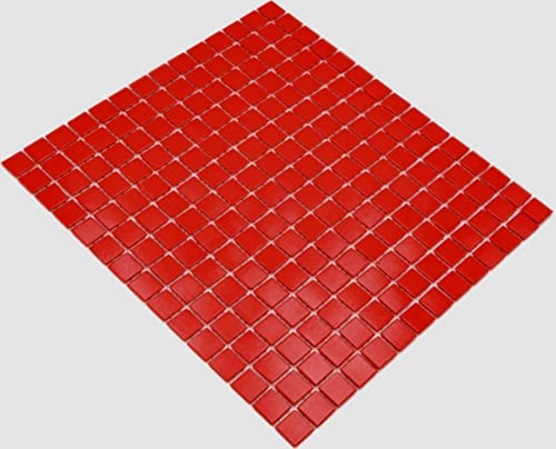 Mosaik rot Glasmosaik Mosaikfliese Fliesen Glas glänzend Quadrat Wand Boden Küche Bad Dusche von conwire