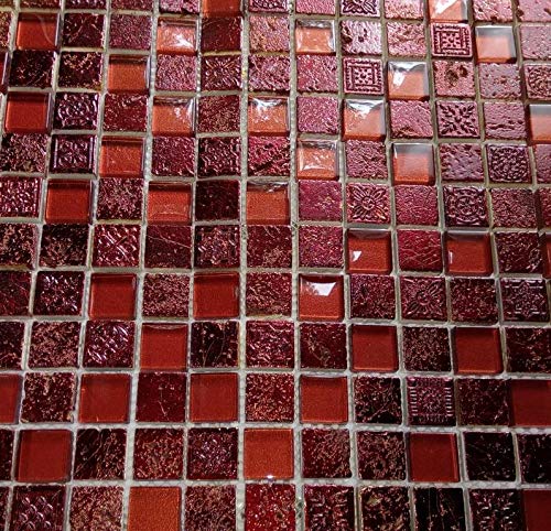 Mosaikfliese Crystal Transparent Glasmosaik/Naturstein/Resin mix rot von conwire