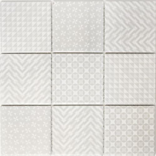 Retro Vintage Mosaik Fliese Keramik grau Geo Grey für WAND BAD WC DUSCHE KÜCHE FLIESENSPIEGEL THEKENVERKLEIDUNG BADEWANNENVERKLEIDUNG WB22B-1402 von Mosaik-Netzwerk