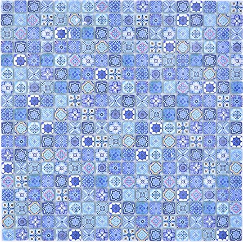 Mosaikfliese Glasmosaik Kombi Retro Biscuit blau von conwire