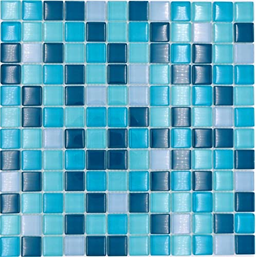 Mosaikfliese Glasmosaik Mix Blau Petrol von conwire