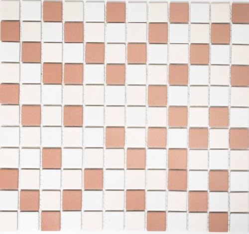 Mosaikfliese mix weiß/beige/terrakotta rutschhemmend R10B Keramik Mosaik Steine von conwire