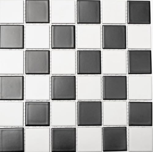 Mosaikfliese schachbrett schwarz/weiß matt Keramik Mosaik Steine von Mosaik-Netzwerk