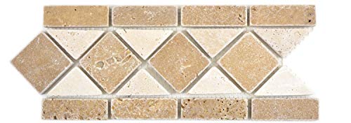 Naturstein Mosaik Bordüre Travertin beige walnuss für WAND BAD WC KÜCHE VERBLENDER von conwire