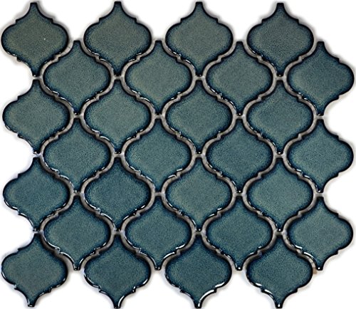 Retro Vintage Mosaik Fliese Keramik Florentiner blau gesprenkelt glänzend für WAND BAD WC DUSCHE KÜCHE FLIESENSPIEGEL THEKENVERKLEIDUNG BADEWANNENVERKLEIDUNG WB13-0408 von conwire