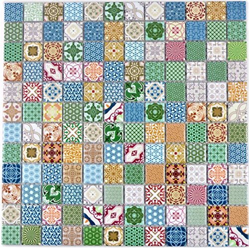 Retro Vintage POP UP Mosaik Fliese Keramik mehrfarben bunt für WAND BAD WC DUSCHE KÜCHE FLIESENSPIEGEL THEKENVERKLEIDUNG BADEWANNENVERKLEIDUNG WB18D-1616 von conwire