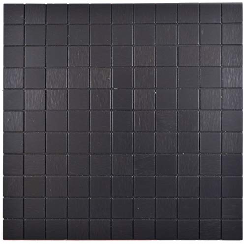 Selbstklebende Mosaikmatte Quadrat Alu Black Brushed für WAND KÜCHE Fliesenspiegel Thekenverkleidung Wandverblender von conwire