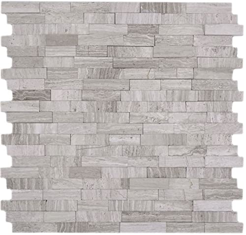 Wandverkleidung Paneel selbstklebend Marmor Naturstein grauweiß Naturstein Bruch Optik white wood für WAND BAD WC KÜCHE FLIESENSPIEGEL THEKENVERKLEIDUNG BADEWANNENVERKLEIDUNG Mosaikmatte Mosaikplatte von conwire