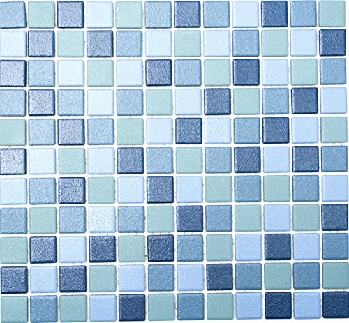 blau türkis Poolmosaikfliese RUTSCHEMMEND DUSCHTASSE BODENFLIESE MOS18-0404-R10 / 10 Mosaikmatten von conwire