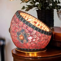 Mosaik Windlicht Pink Grau Handgemacht - Einzelstück Teelichthalter Kerzenhalter Unikat Utensilo von Mosaikkasten